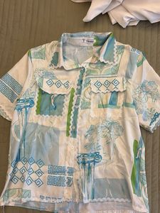 Printed Button-Down Shirt and skirt co-it’s set