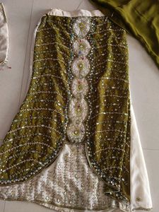 Green Multi Lehenga, Top And Dupatta