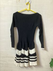 Black &amp; White Striped Knit Dress
