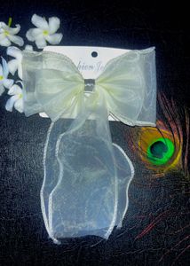 Elegant white orgaza hair bow clip accessories