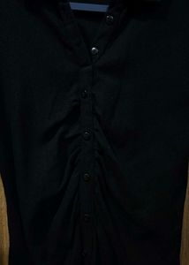 Black Button-Down Top
