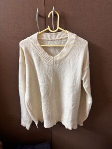 Very comfortable and cozy Cream V-Neck Sweater