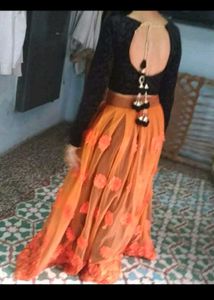 Orange Floral Lehenga Choli