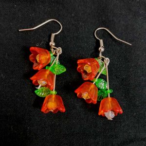 Handmade Lily of the Valley Earrings - Orange