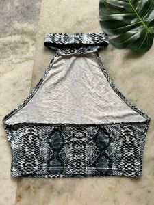 Snakeskin Print Halter Top