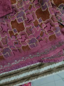 Printed Pink saree with blouse