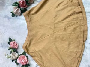 Tan Button-Front Mini Skirt