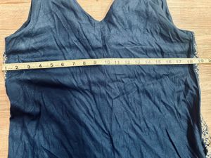 3/4th Jumpsuit With Embroidery: Navy Blue: Medium