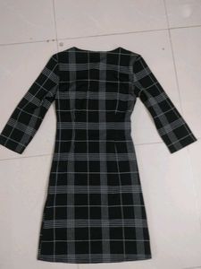 korean style checks formal mini dress for women