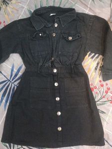 Black Denim Mini Skirt