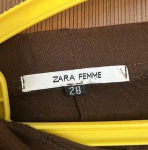 Brown Back Zip And Slit Strechable Skirt