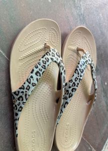 Crocs Leopard Print Flip Flops