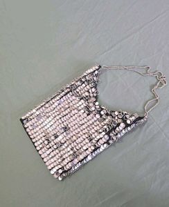 ZARA Limited Edition Silver Beaded Bag