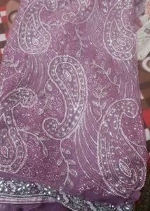 Heavy Full Jaal Net Party Wear Mauve Saree