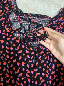 Y2k Black Red Flower Dress