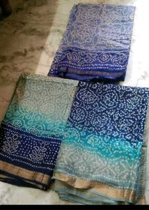 3Brand New bandhani cotton silk saree Set