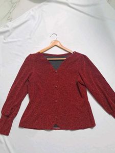 Sparkling Red Peplum Blouse