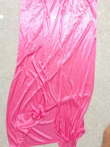 Pink Satin Kaftan Nightgown with Lace Detail