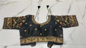 Embroidered Black Saree Blouse