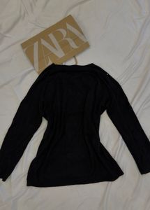 Zara Black Pearl Embellished Top