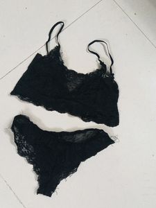 Black Net Bra And Panty