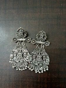 Oxidized Goddess Lakshmi Earrings
