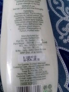 New Seal Pack Jovees Thyme Tea Tree Shampoo 300 Ml