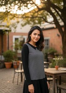 Striped Top with Collar Detail