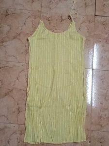 Yellow Short Kurti With One Sided Noat
