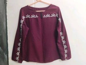 Burgundy Floral Blouse