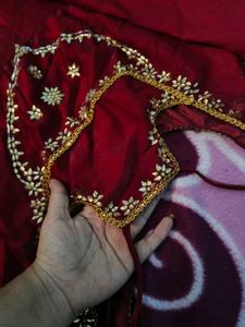 New Trendy Neck Design Frock Party Wear In Red Col