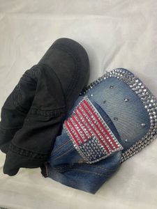 Embellished Denim &amp; Black Baseball Caps - Bundle