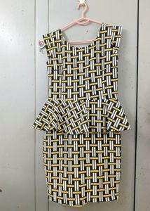 Mini Peplum Dress Skirt Like Detailing 💛🤎🤍