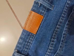 Denim Midi Skirt with Front Slit