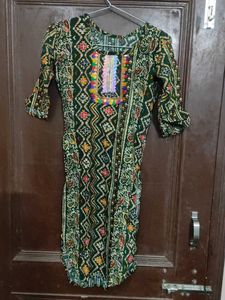 Green Printed Ethnic Kurti salwar dupatta