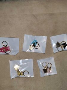 Set Of 5 Gold Plated Hoop Butterfly 🦋 Earrings