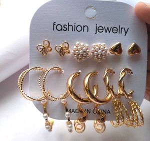 Gold Tone Earring Set - 6 Pairs