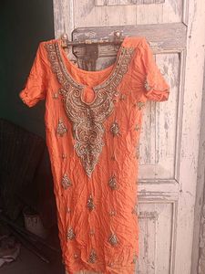 Orange Party Wear Kurta