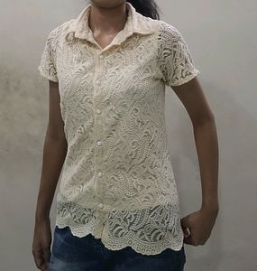 Cream shirt Top