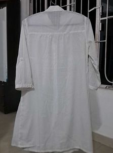 white strip shirt dress