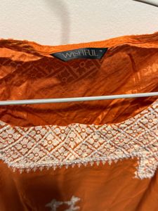 Orange Embroidered Salwar Kameez