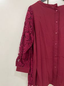 🍷 Reversible Vogue: Crimson Lace Statement Top! ✨