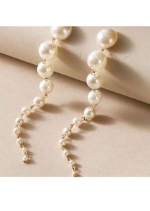 Elegant White Pearl Dangle Drop Earrings