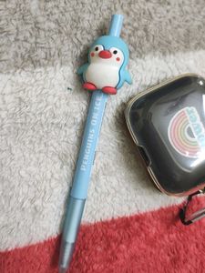Cute Miniso Black Gel Pen ,Freebiee Pencil