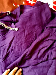 Purple Embroidered Kurti Set