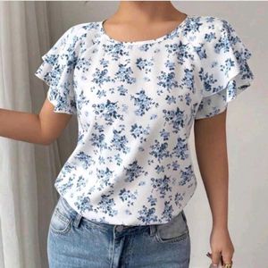 Floral Ruffle Sleeve Top