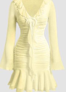 Yellow Ruffle Mini Dress