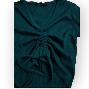 Zudio Green Ruched Crop Top