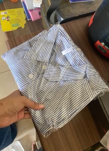 Blue Striped Lace-Up corset Shirt