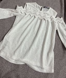 White Cold Shoulder Top